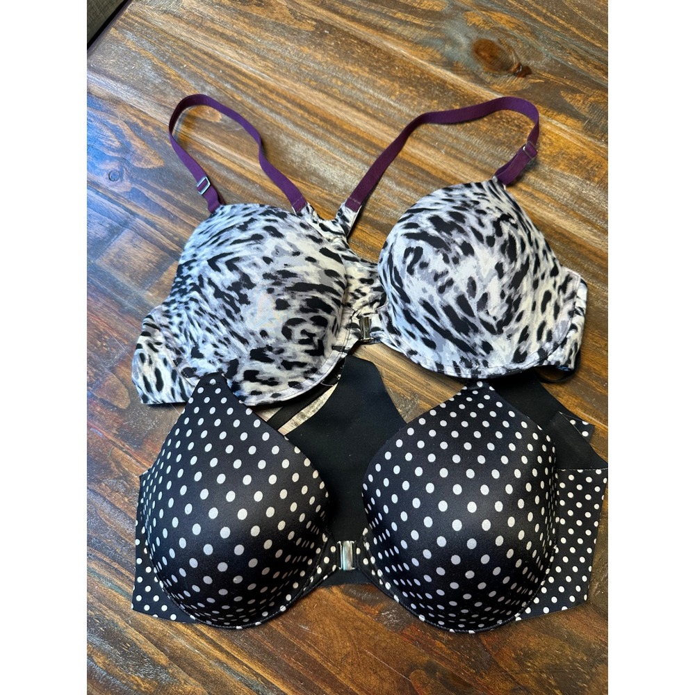 Soma 38B Bra Lot 2 Vanishing Back Full Coverage Polka Dot & Leopard Racerback